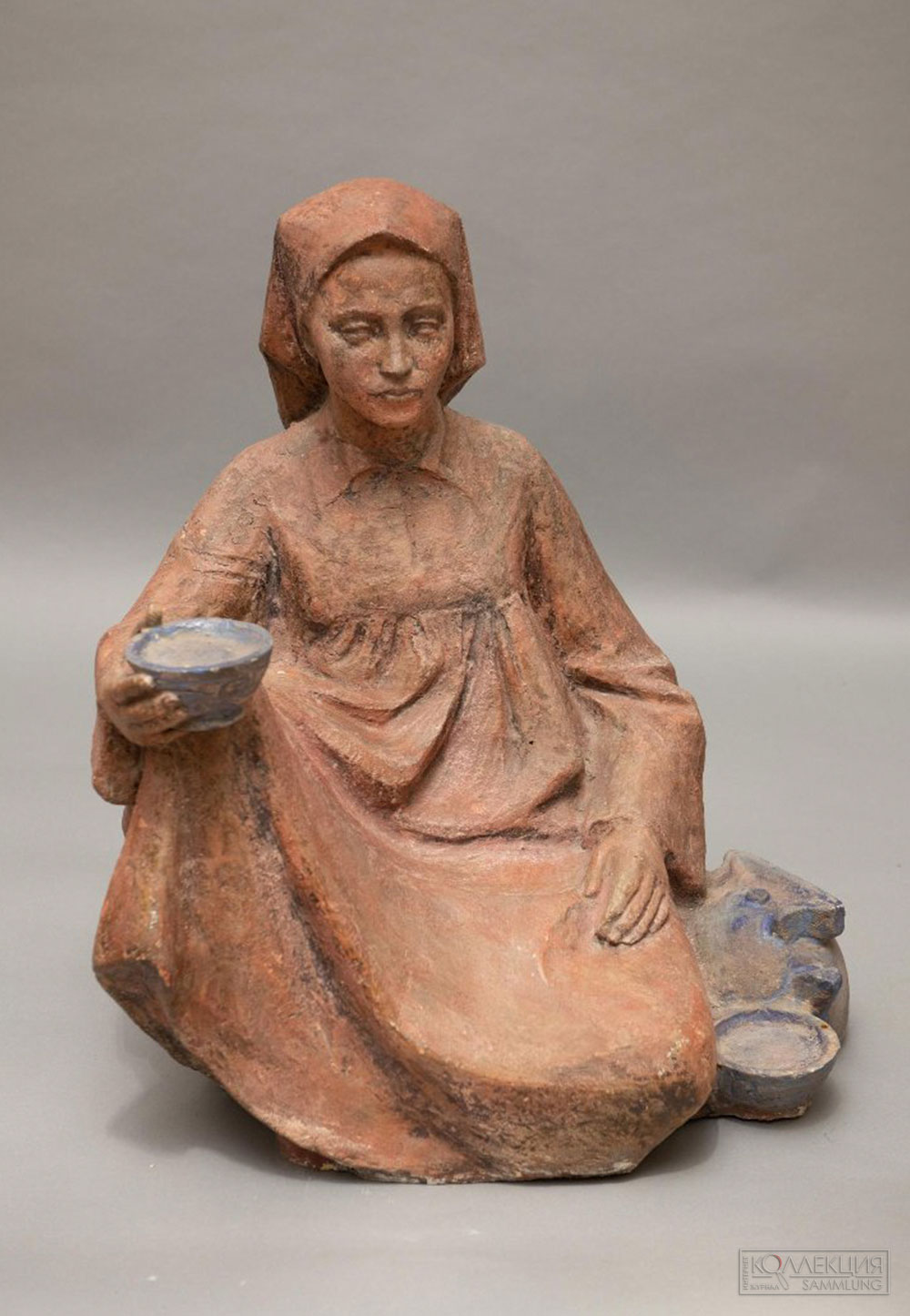 Скульптура «Выпьем чай...». Костромитин Андрей Николаевич (1928-1999). г. Москва. 1967 год. Шамот. Всероссийский музей декоративного искусства