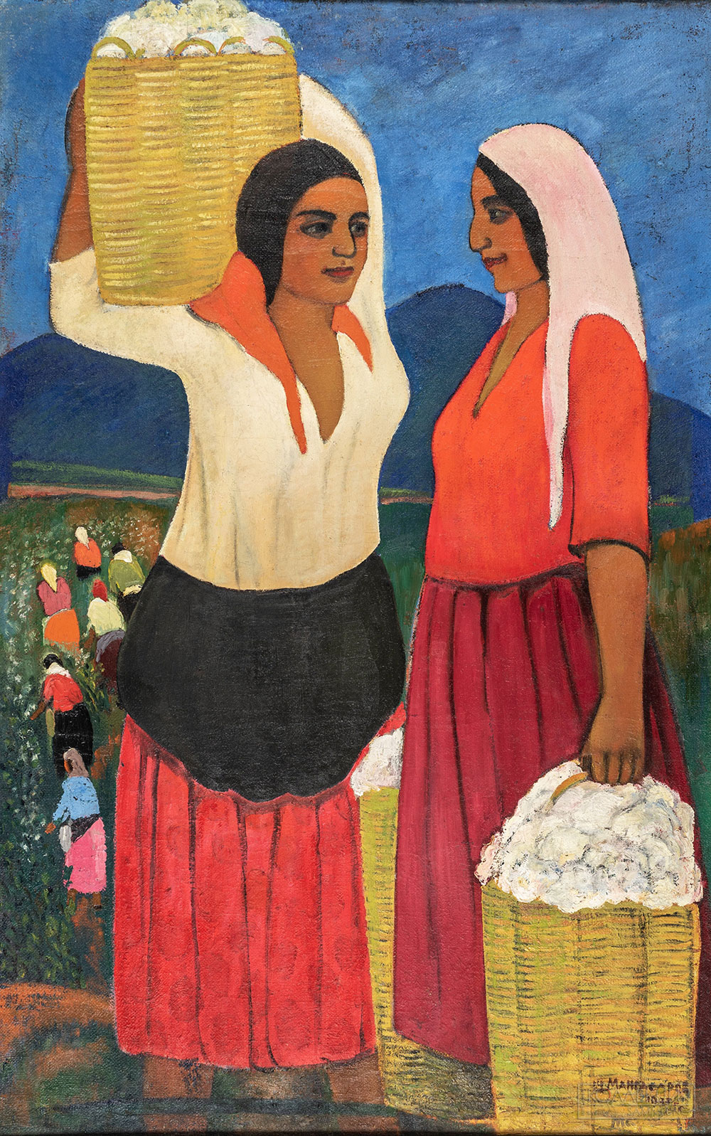 Шмавон Мангасаров. На сборе хлопка, Азербайджан, 1933, х,м, ГМВ