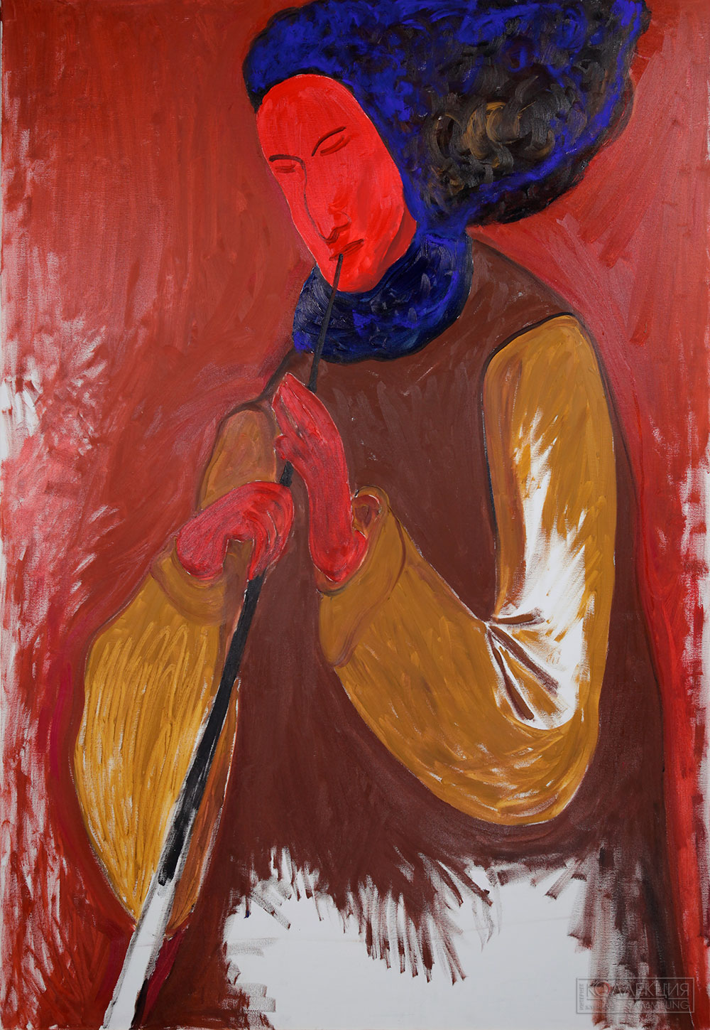 Устюгов Г.А. Музыкант играет грустную мелодию. 1960. Коллекция Ивана Третьякова