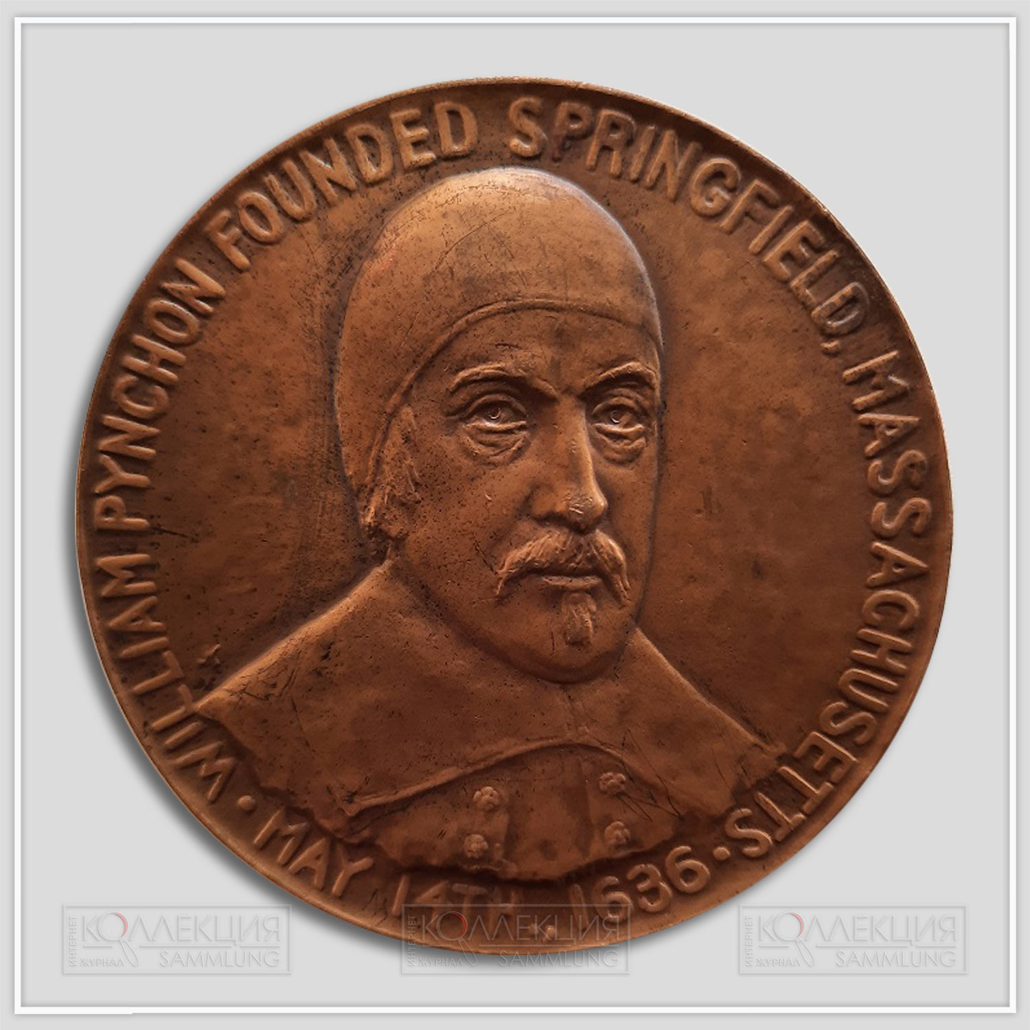 Julio Kilenyi. Springfield Massachusetts 300th Anniversary Medal. Bronze, 1936. The Robbins Company. D=63 mm, p=122 gr.