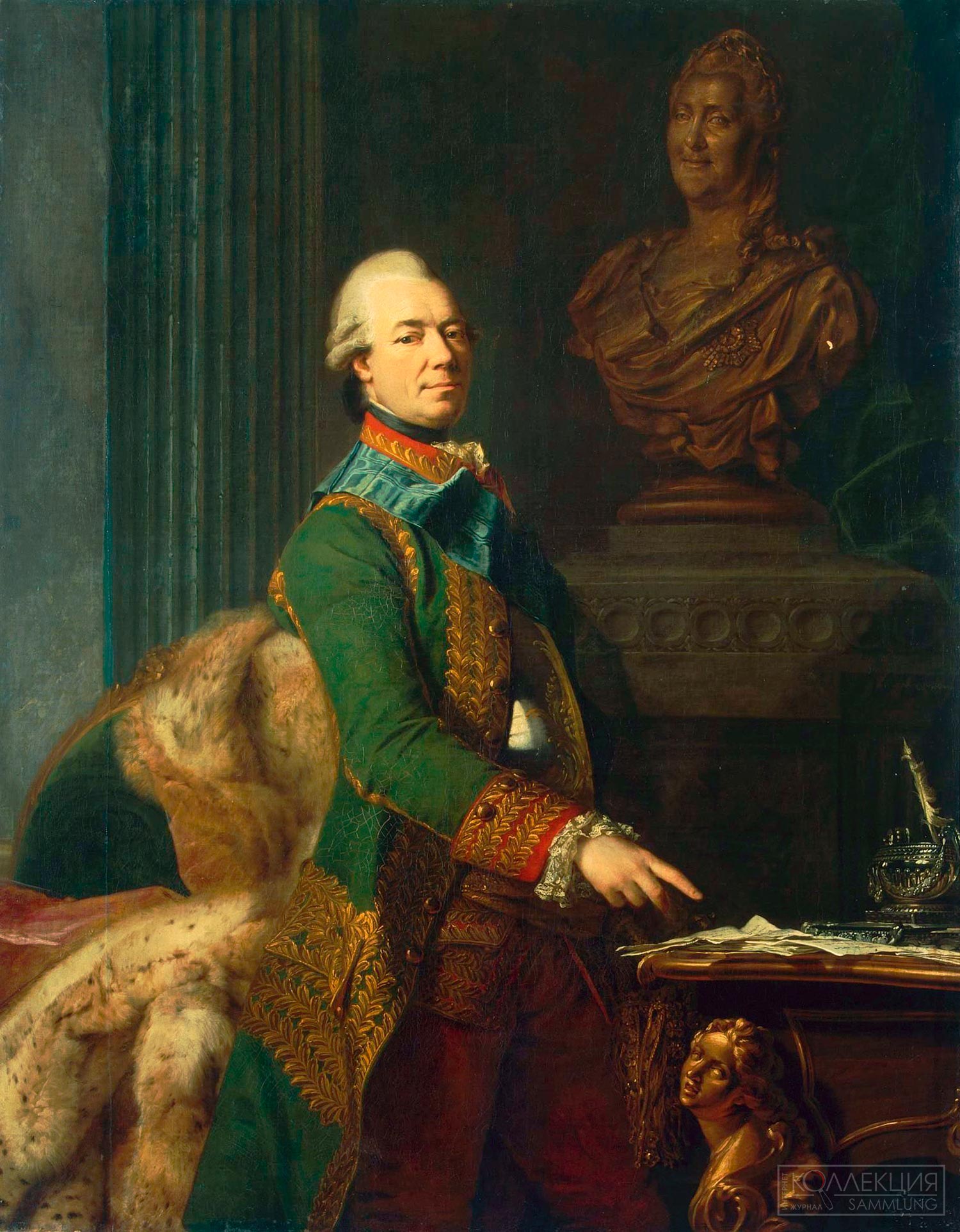 ортрет генерал-фельдмаршала графа Захара Григорьевича Чернышева (1722 – 1784). Художник Александр Рослин (Alexander Roslin; 1718 – 1793). Холст, масло, 142 x 116 см. Швеция, 1776 – 1777 года. Государственный Эрмитаж, Инв. №: ГЭ-7624