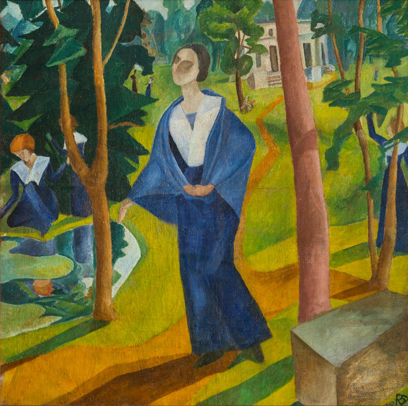 Школа Званцевой. Владимир Дмитриев. Женщина в пейзаже. Частное собрание