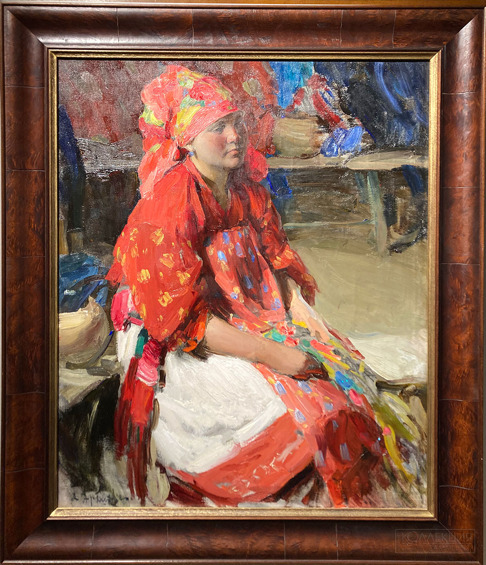 Архипов Абрам Ефимович (1862-1930). Крестьянка в красном. 1916. Холст, масло. Частное собрание