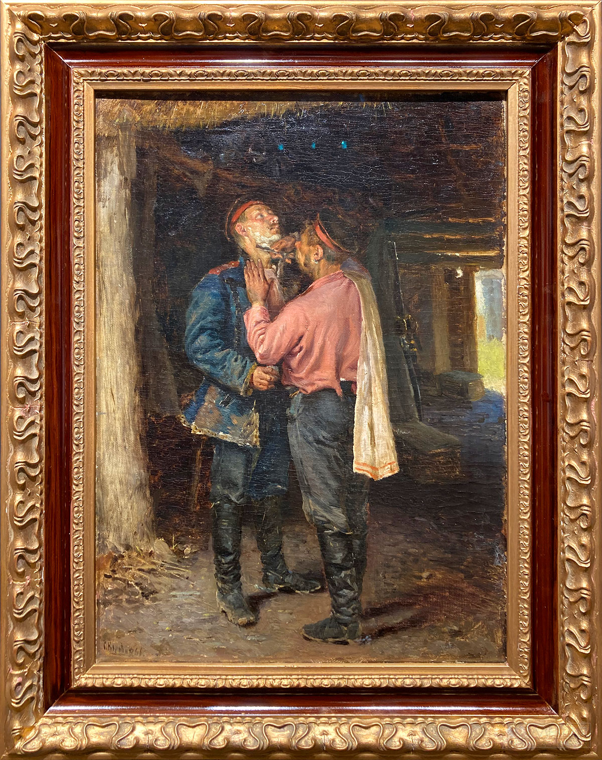 Коровин Сергей Алексеевич (1858-1908). Из походной жизни (За бритьём). 1891. Холст, масло. Частное собрание