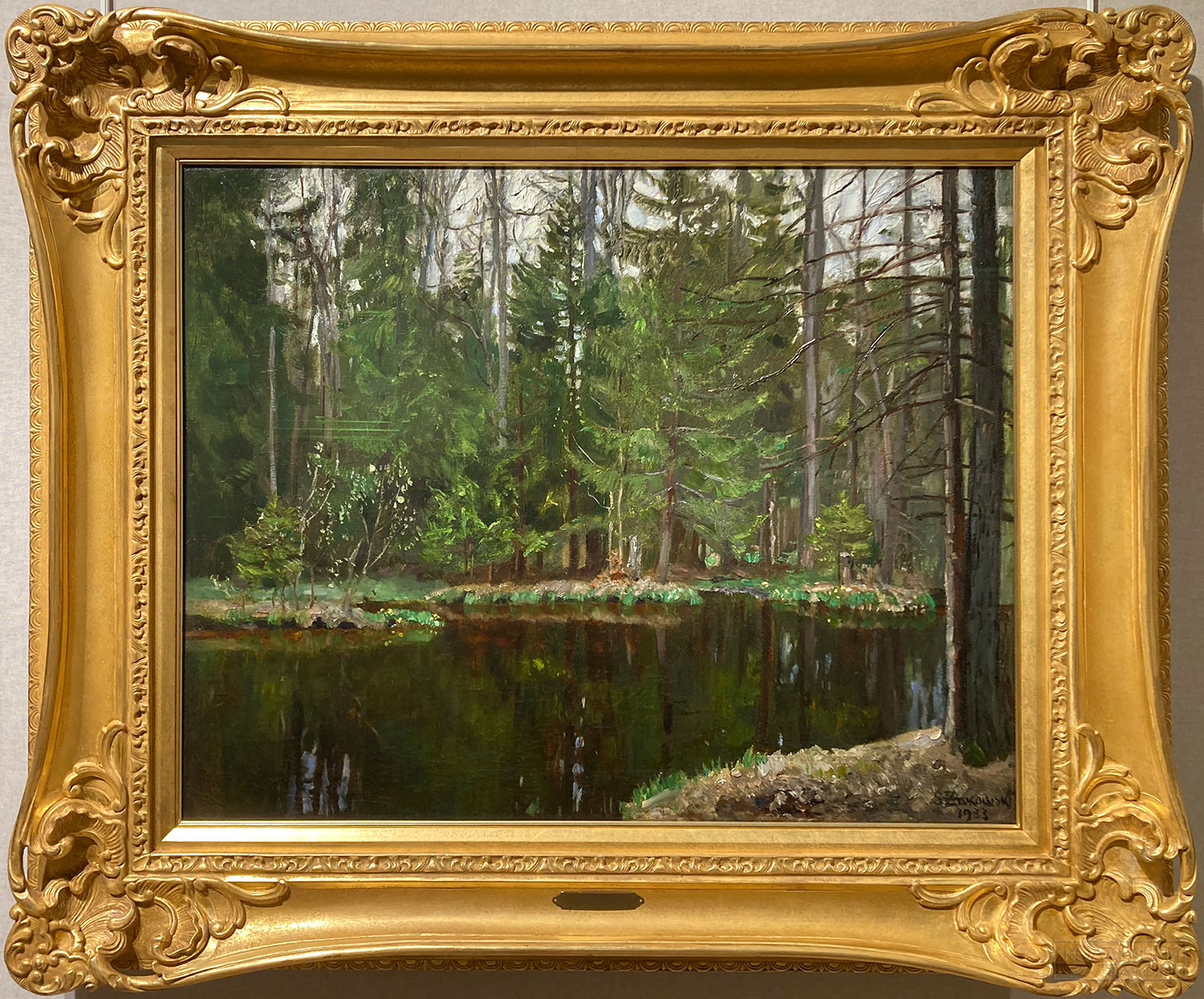 Жуковский Станислав Юлианович (1873-1944). На берегу озера в лесу. 1933. Холст, масло. Частное собрание