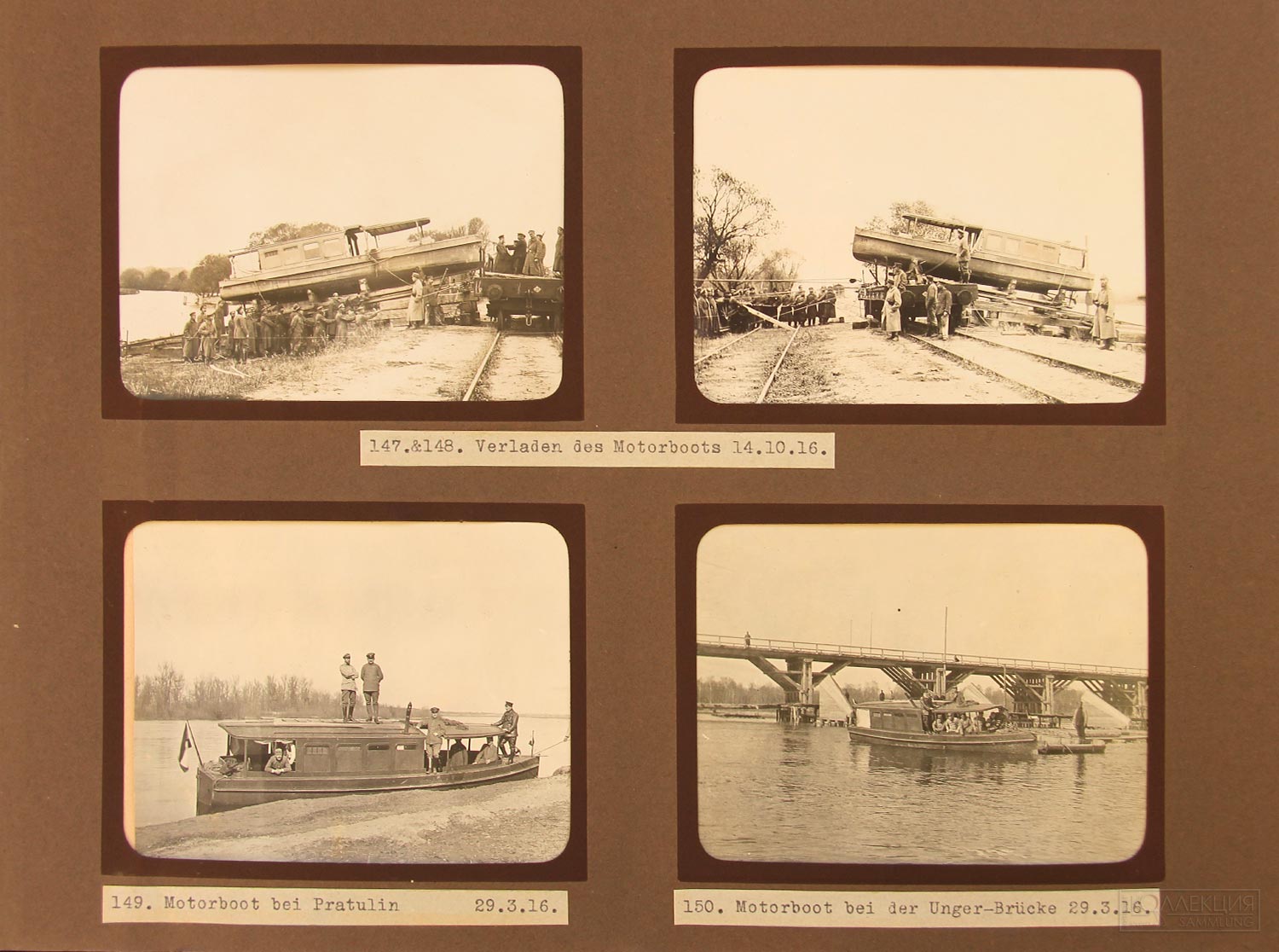 Страница альбома Отто Фаузера с фотоснимками №№ 147–150.