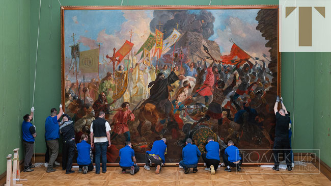 Брюллов К.П. Осада Пскова польским королём Стефаном Баторием в 1581 году. 1839-1843. Холст, масло, 482×675. ГТГ