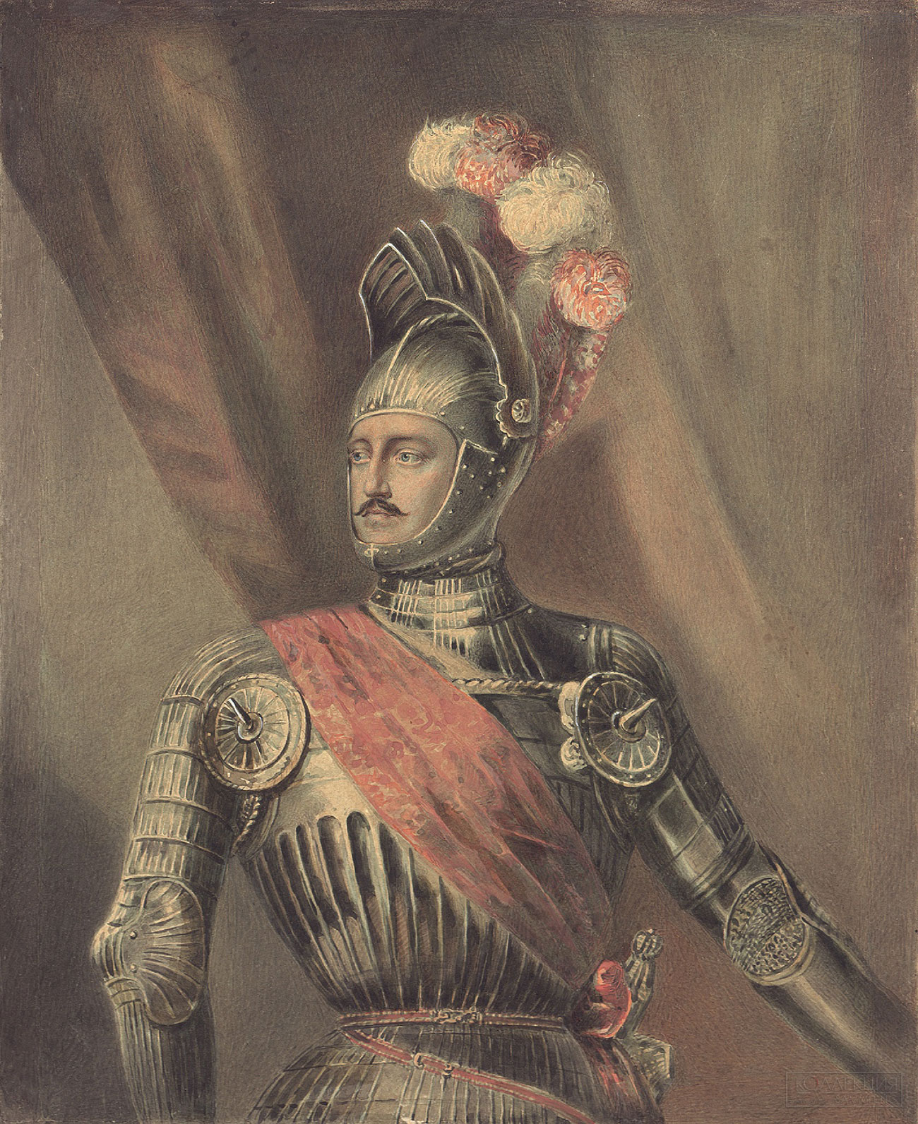 Неизвестный художник. Николай I в рыцарских доспехах. Вторая половина XIX века. Государственный музей истории российской литературы им. В. И. Даля