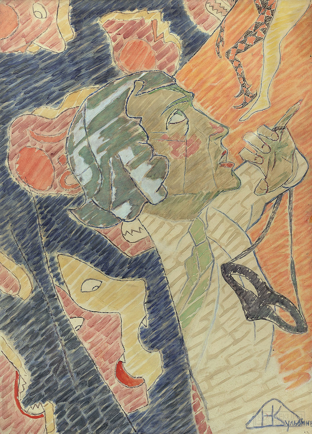 Николай Кульбин. Портрет Николая Евреинова. 1910-е. Частное собрание, Санкт-Петербург