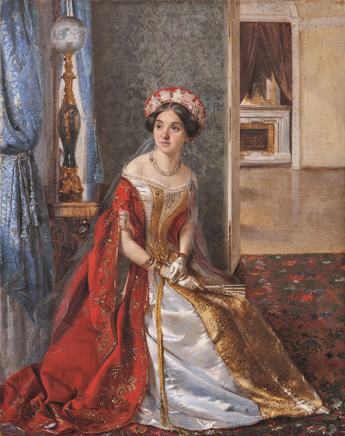 Роберт Константин (Роберт Густавович) Шведе (_). Портрет Марии Фёдоровны Ростовской в русском придворном костюме. 1840-е (после 1842). Ярославский художественный музей