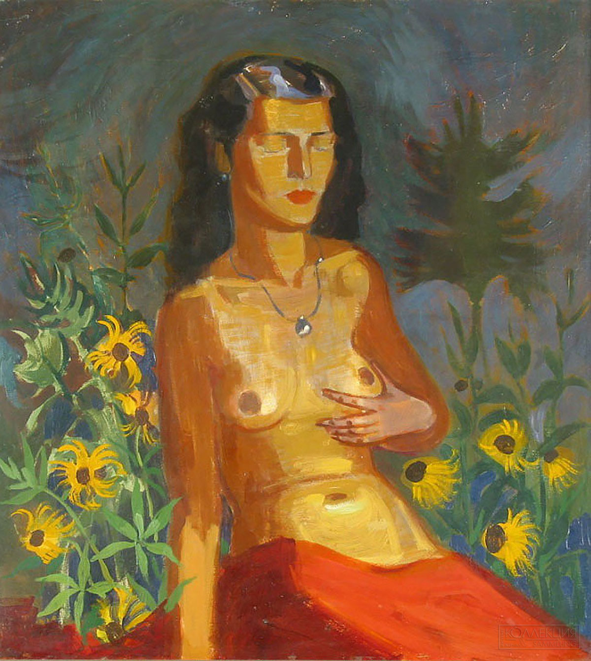 Ганс Грундиг. Портрет Леи Грундиг. Германия. 1946. Картон; масло. 77,5х71 см