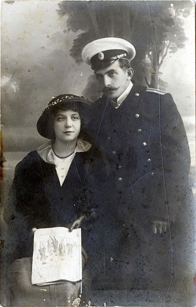 Мичман А.И. Рогозин с женой А.В. Борович. январь 1915 г.