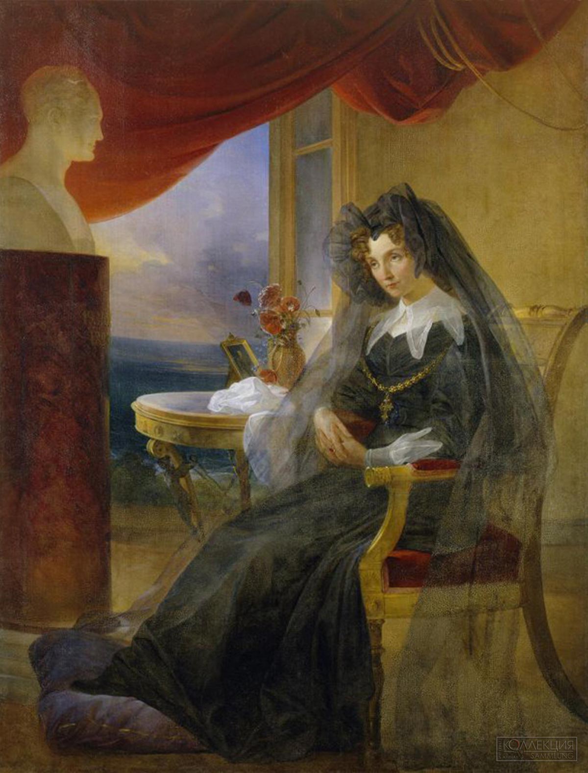 Басин Пётр Васильевич (1793–1877). Портрет вдовствующей императрицы Елизаветы Алексеевны. 1831. Холст, масло. 215х162. Государственный Эрмитаж