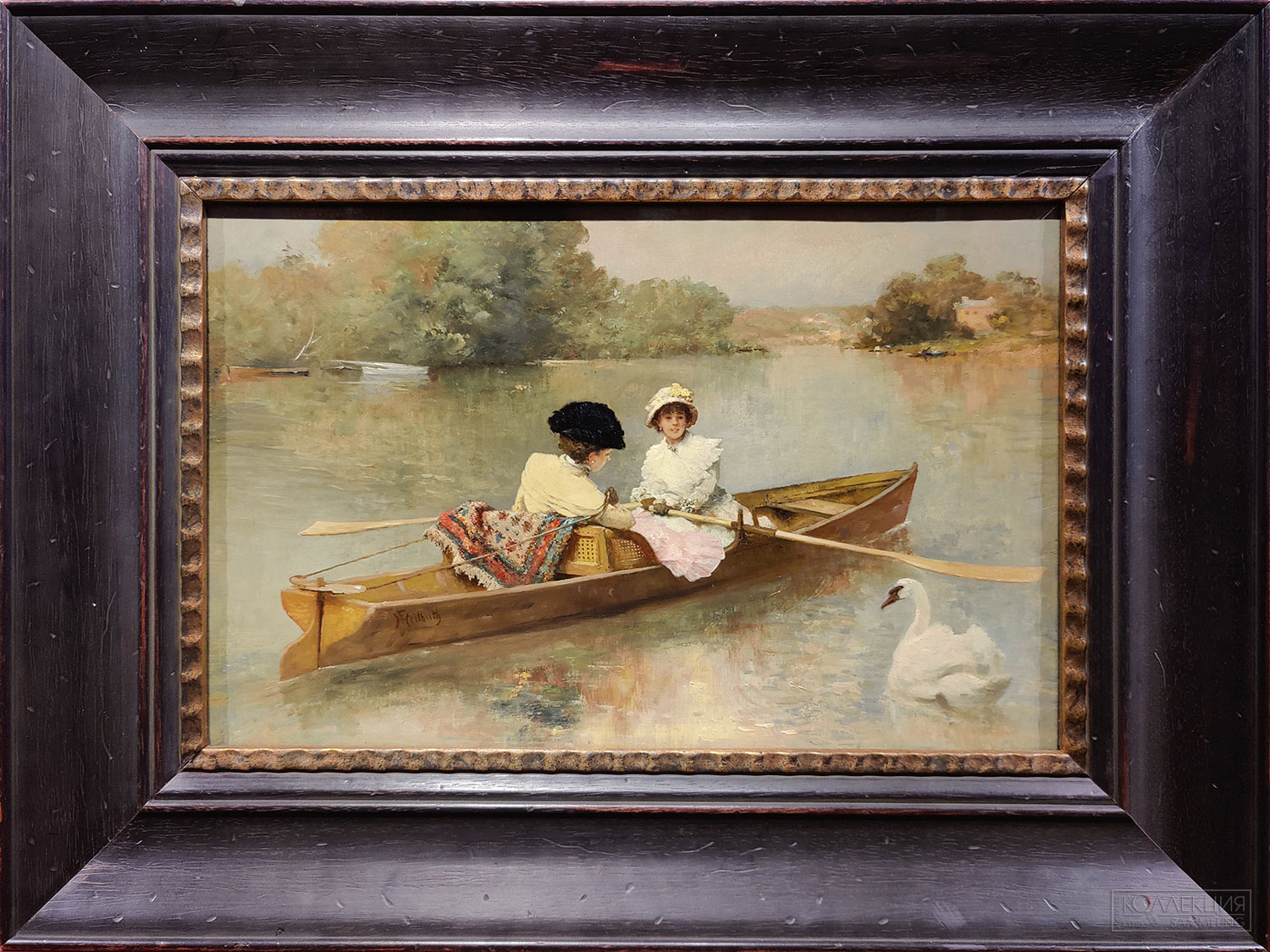 Фердинанд Эйльбют (1826-1889). Прогулка по Сене. Около 1880. Дерево, масло. 35 х 56. ГЭ