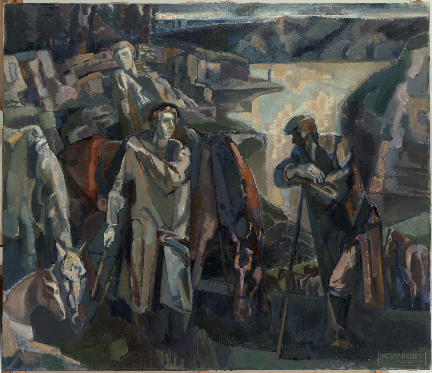 Калинин В.Г. род. 1946. Забайкальские пастухи. 1984. Холст, масло. 175x210. ГТГ