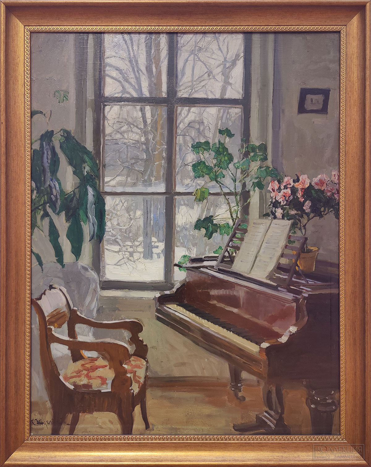 Станислав Жуковский (1875-1944). Интерьер. 1916. Холст, масло. Псковский музей-заповедник