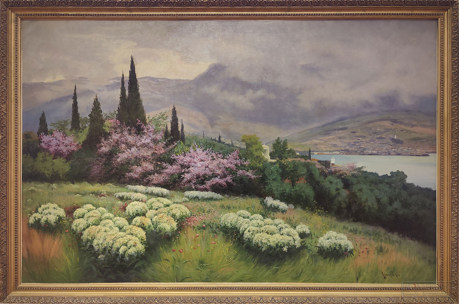 Иосиф Крачковский (1854-1914). Весна в Крыму (Ялта. Иудино дерево в цвету). Холст, масло. Тамбовская областная картинная галерея