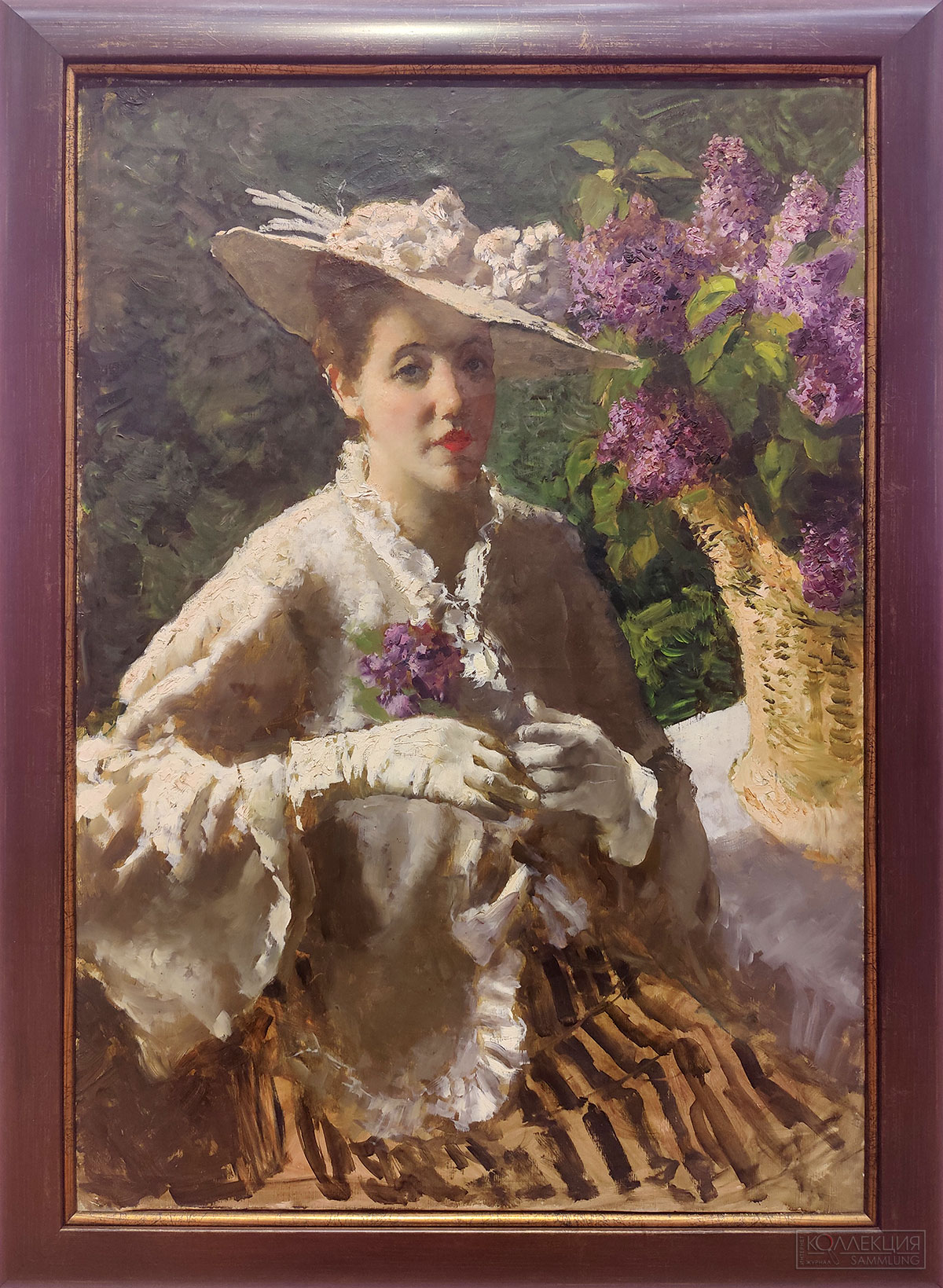 Алексей Исупов (1889-1957). Женский портрет. В саду (Сирень). 1940. Холст, масло. Вятский художественный музей имени В.М. и А.М. Васнецовых, Киров