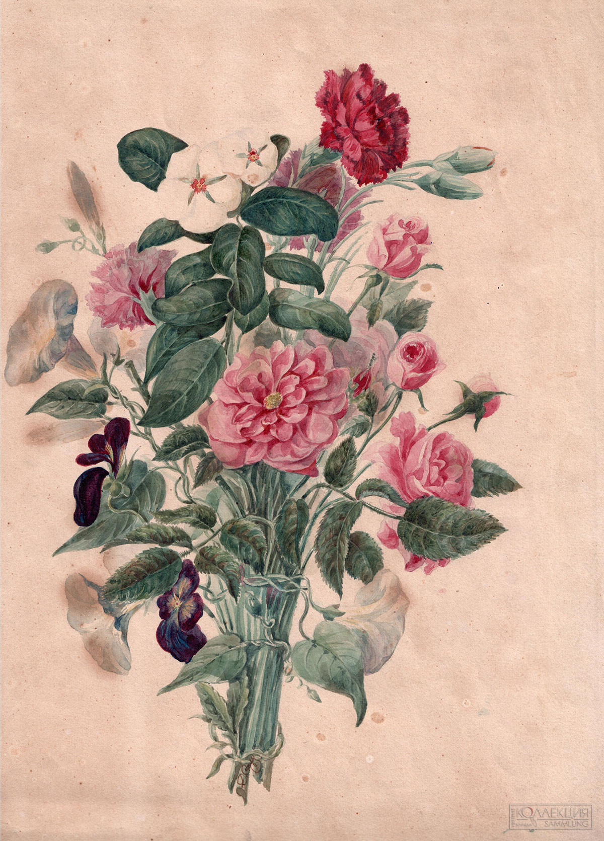 Муратов Р. Букет с кустовыми розами. 1845. Частное собрание, Москва