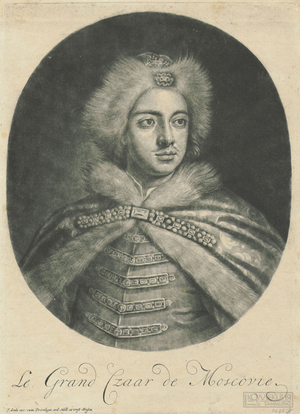 «Великий царь Московии». Гравюра Жакоба Голе, после 1697 года. Источник: Национальная электронная библиотека (https://kp.rusneb.ru/)