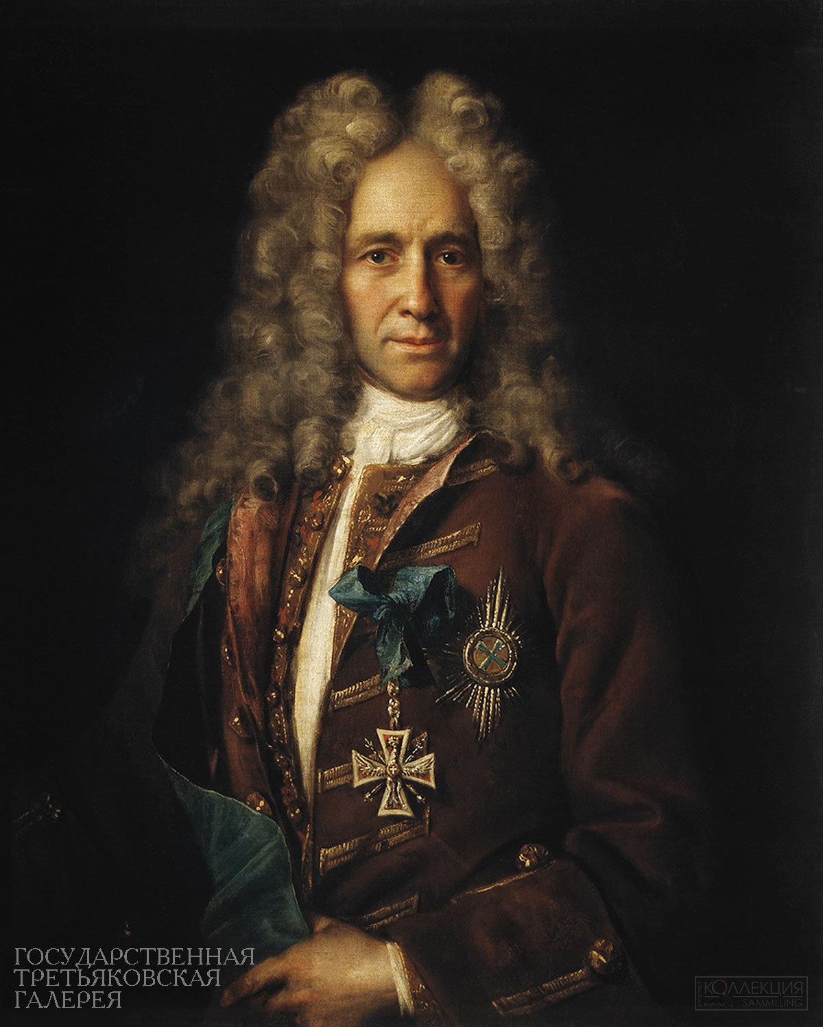 Портрет графа Г. И. Головкина. Иван Никитин, 1720-е. Хранится в Государственной Третьяковской галерее. Источник: Виртуальный Русский музей (https://rusmuseumvrm.ru/)