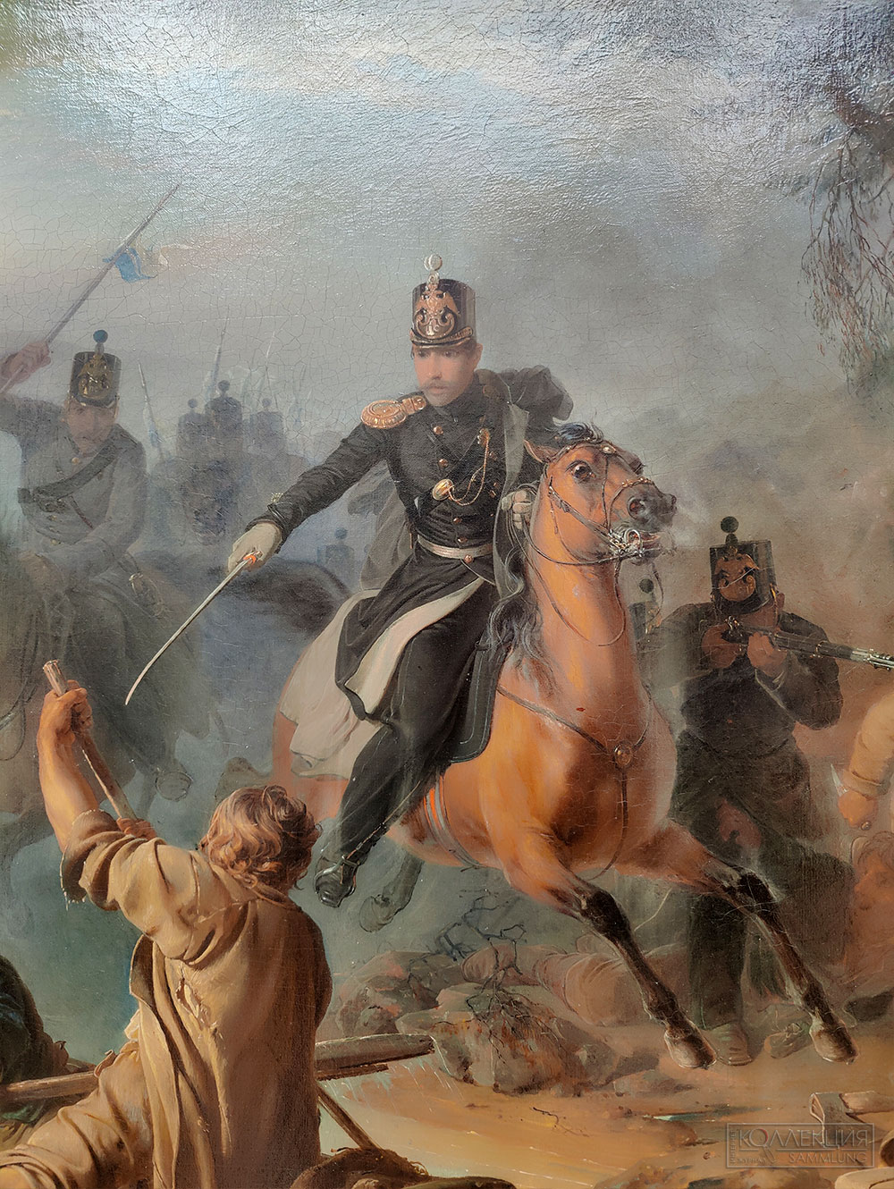 Худяков Василий Григорьевич (1826 — 1871). Стычка с финляндскими контрабандистами. 1853. Холст, масло. 95,6 × 133,6. ГТГ (Фрагмент)