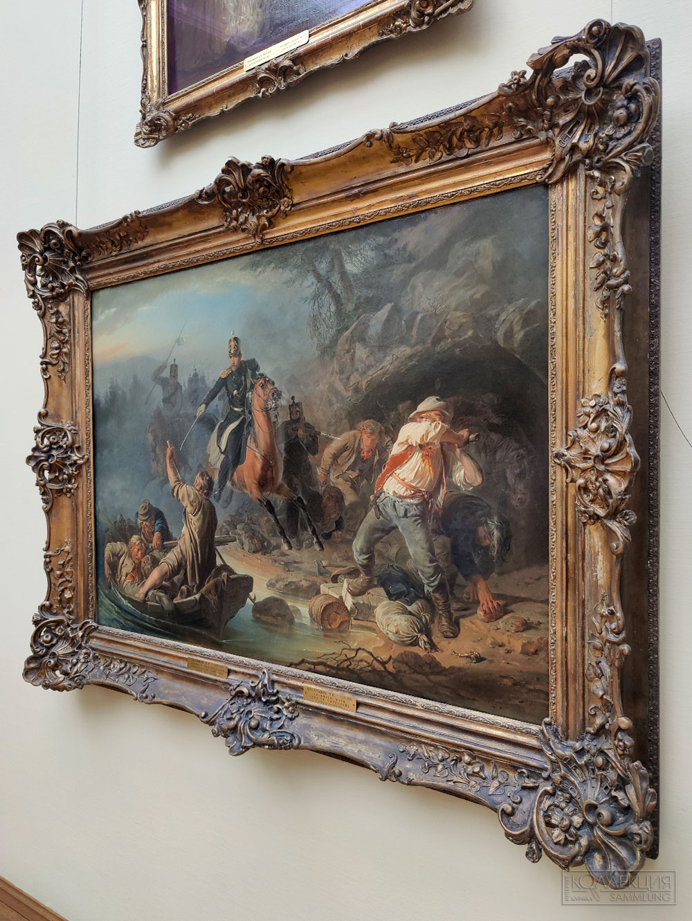 Худяков Василий Григорьевич (1826 — 1871). Стычка с финляндскими контрабандистами. 1853. Холст, масло. 95,6 × 133,6. ГТГ