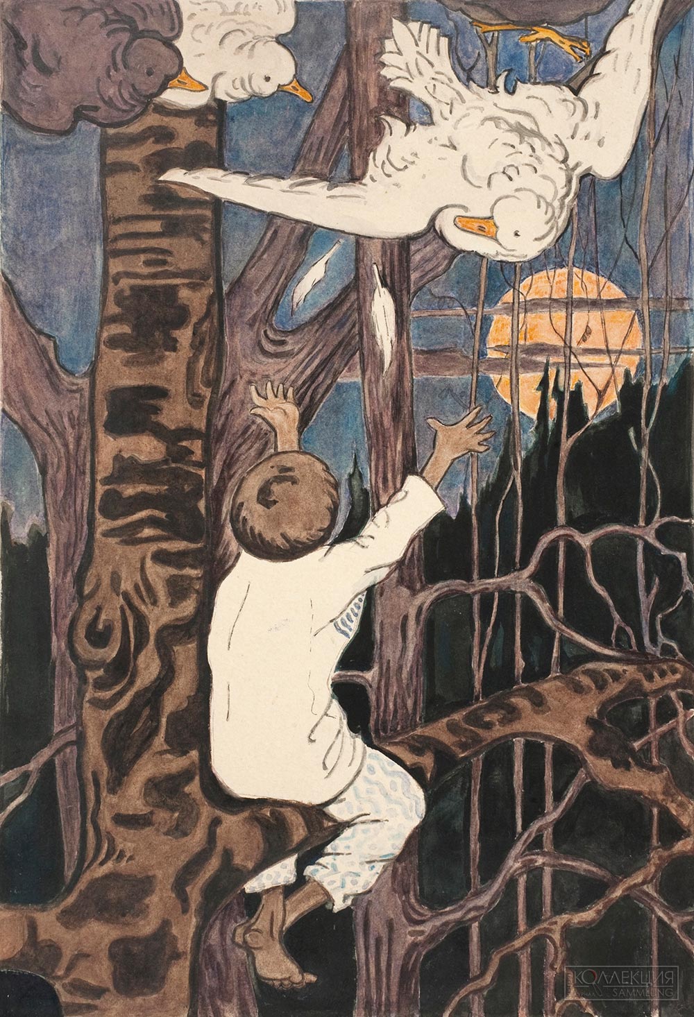 Елена Поленова. Мальчик на дереве. 1890-е. Государственный музей-заповедник В. Д. Поленова