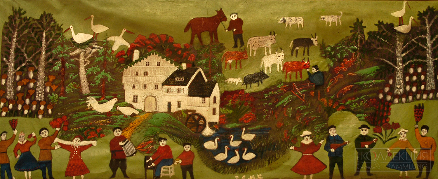 Ларина Мария Киреевна. Белорусская ССР, г. Витебск. Зáмочек. 1950–1960. Холст, масло, клеевые красители. Фонд ГУ «Витебский ОМЦНТ»