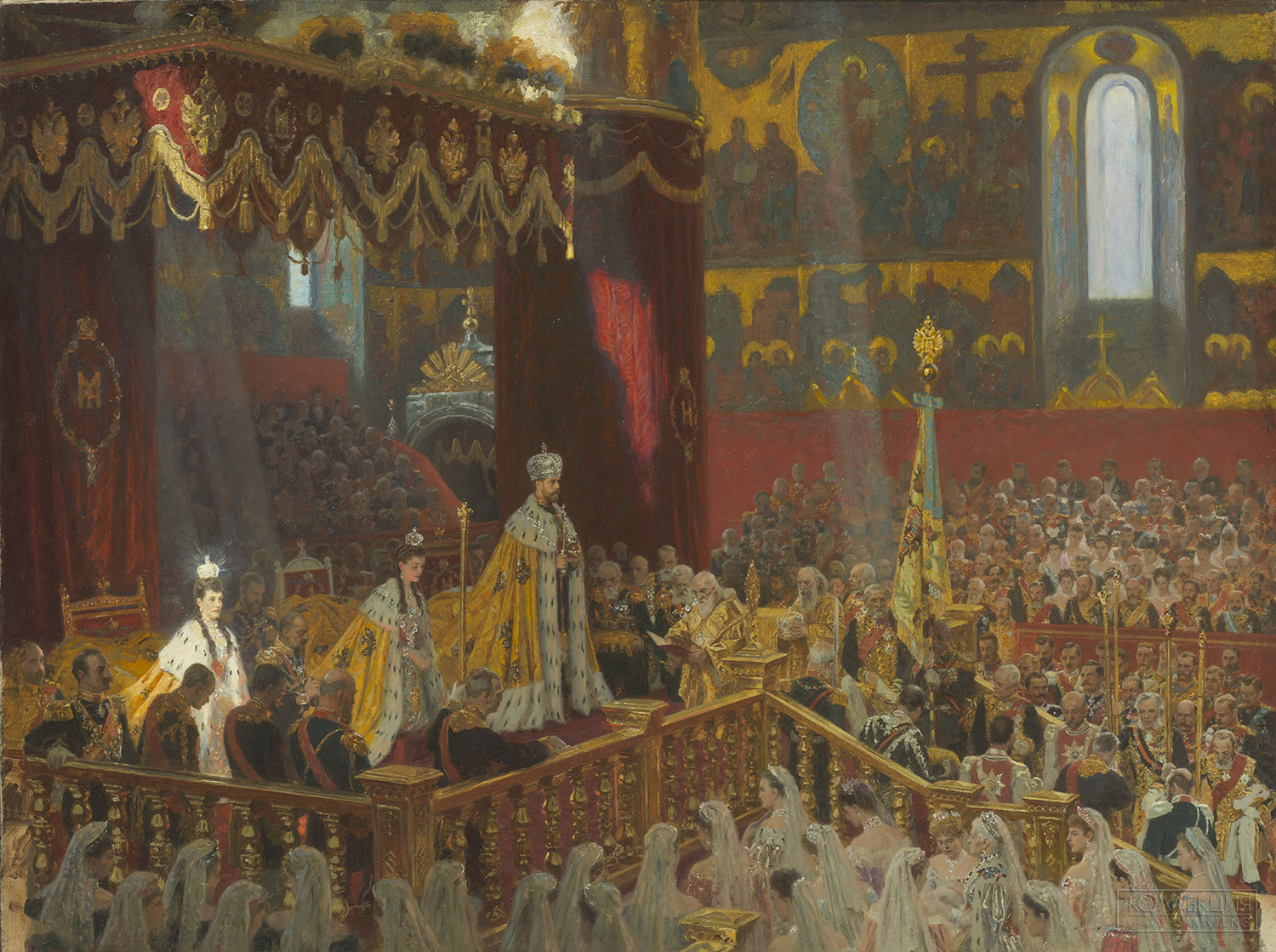 Лауриц Регнер Туксен. Коронация Николая II в Успенском соборе. 1898. Холст, масло. Государственный Эрмитаж