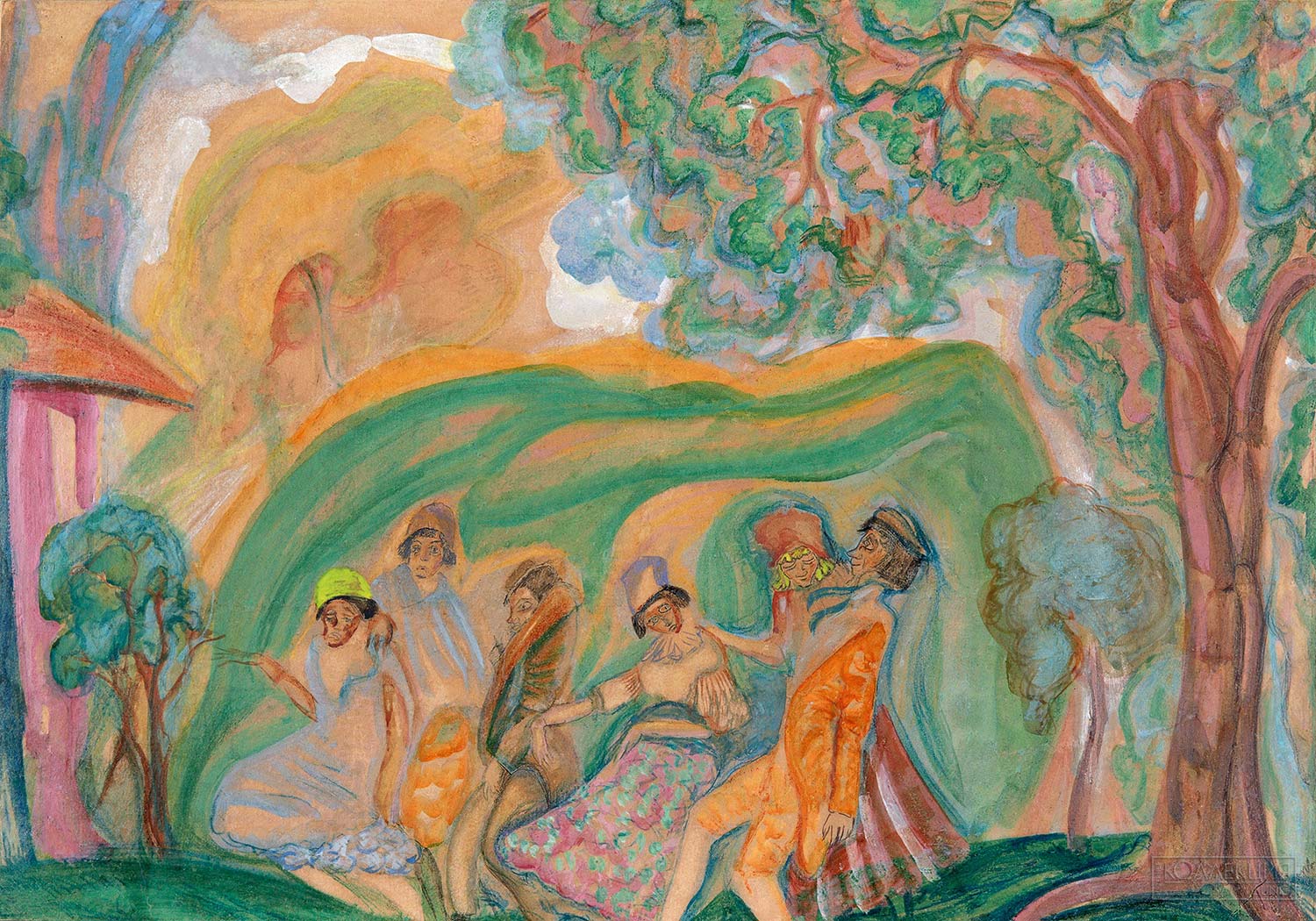 Григорьев Борис Дмитриевич (1886-1939). У шалаша. 1915. Государственный музей-заповедник «Петергоф»