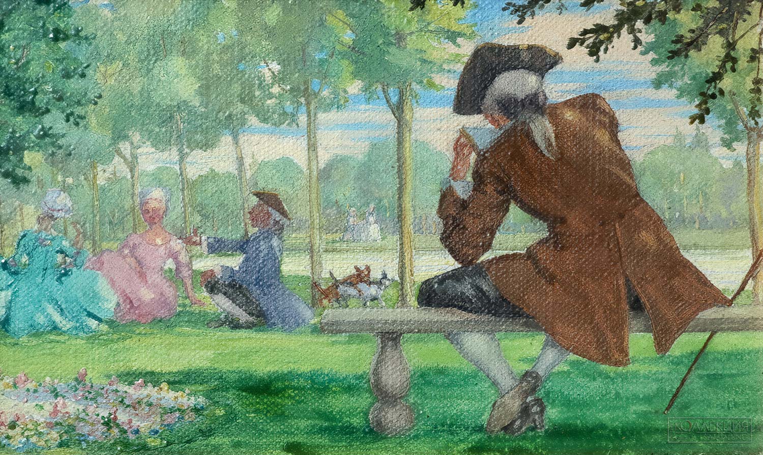 Сомов Константин Андреевич (1869-1939). Сцена в парке. 1922. Государственный музей-заповедник «Петергоф»