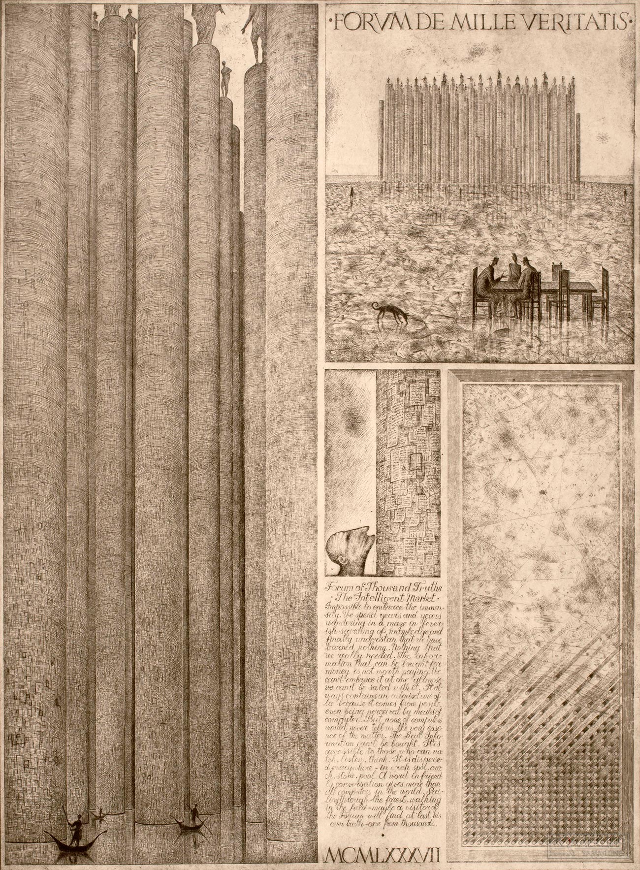 А. Бродский., И. Уткин. Центр информации. 1987 г. Бумага, офорт