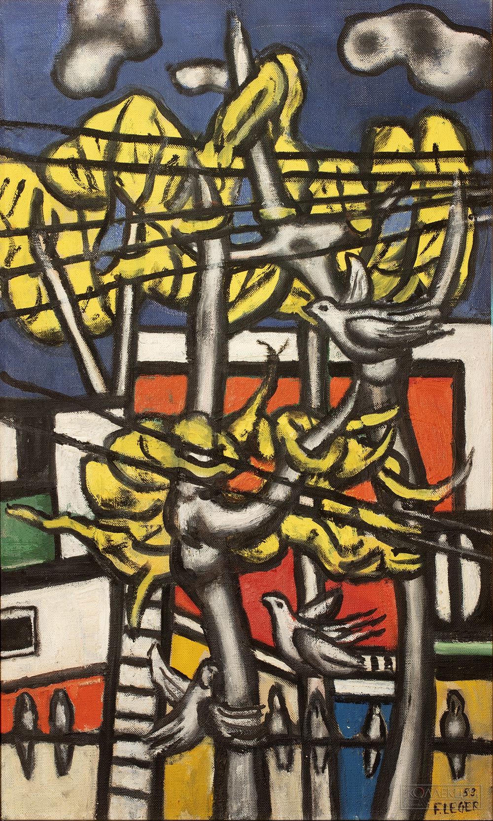 Фернан Леже (Joseph Fernand Henri Léger; 1881-1955). Композиция с птицами (Город с птицами). 1953. Холст, масло. ГМИИ им. А.С. Пушкина