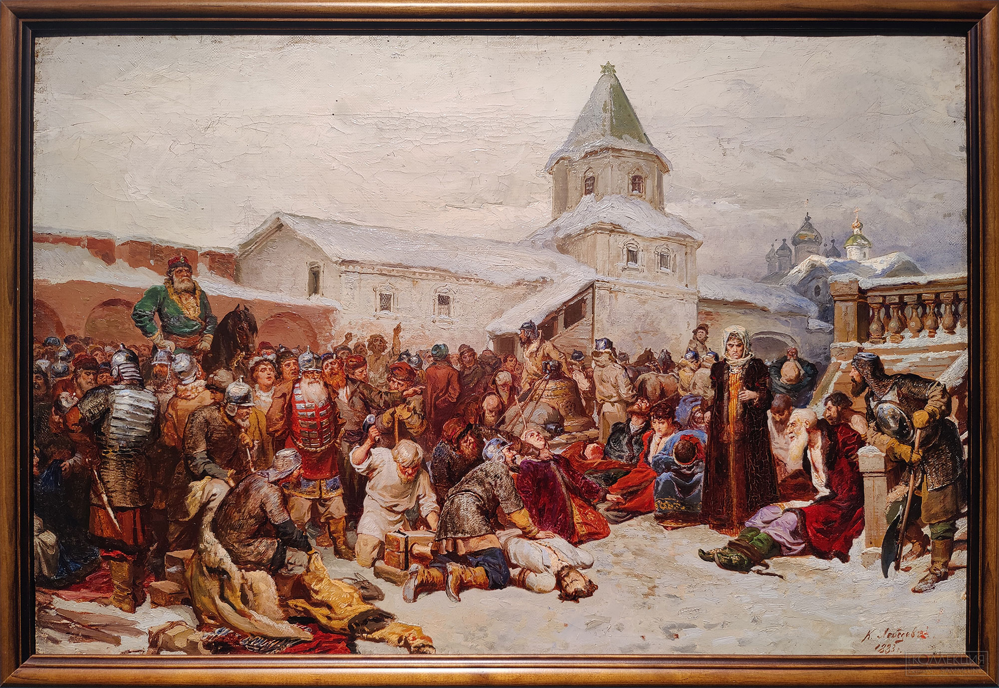 Лебедев Клавдий Васильевич (1852-1916). Покорение Новгорода. Эскиз картины "Марфа-посадница. Уничтожение Новгородского Веча". 1883. Холст, масло. Ивановский областной художественный музей
