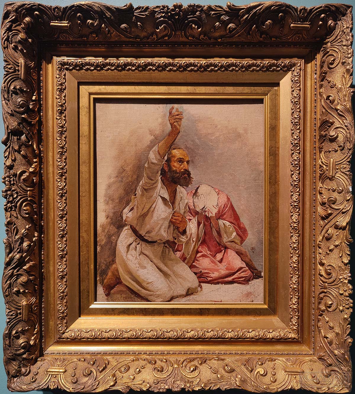 Лебедев Клавдий Васильевич (1852-1916). Юродивый с поднятой рукой. Этюд к картине "Марфа-посадница. Уничтожение Новгородского Веча", 1889 г. 1893. Холст на картоне, масло. Частное собрание