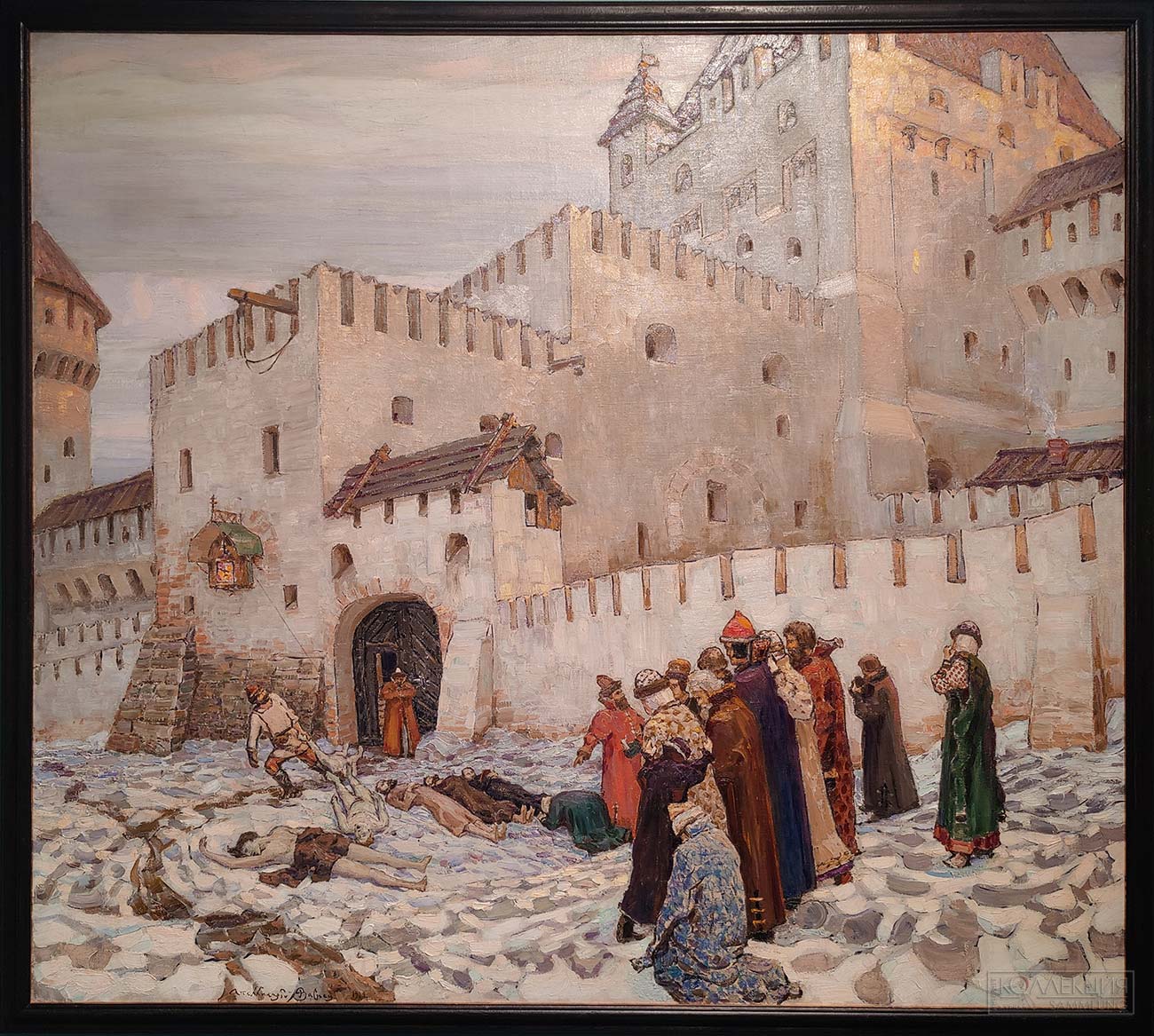 Васнецов Аполлинарий Михайлович (1856-1933). Московский застенок. Конец XVI в. Константино-Еленинские ворота московского застенка на рубеже XVI И XVII веков. Холст, масло. 1912. Музейное объединение «Музей Москвы»