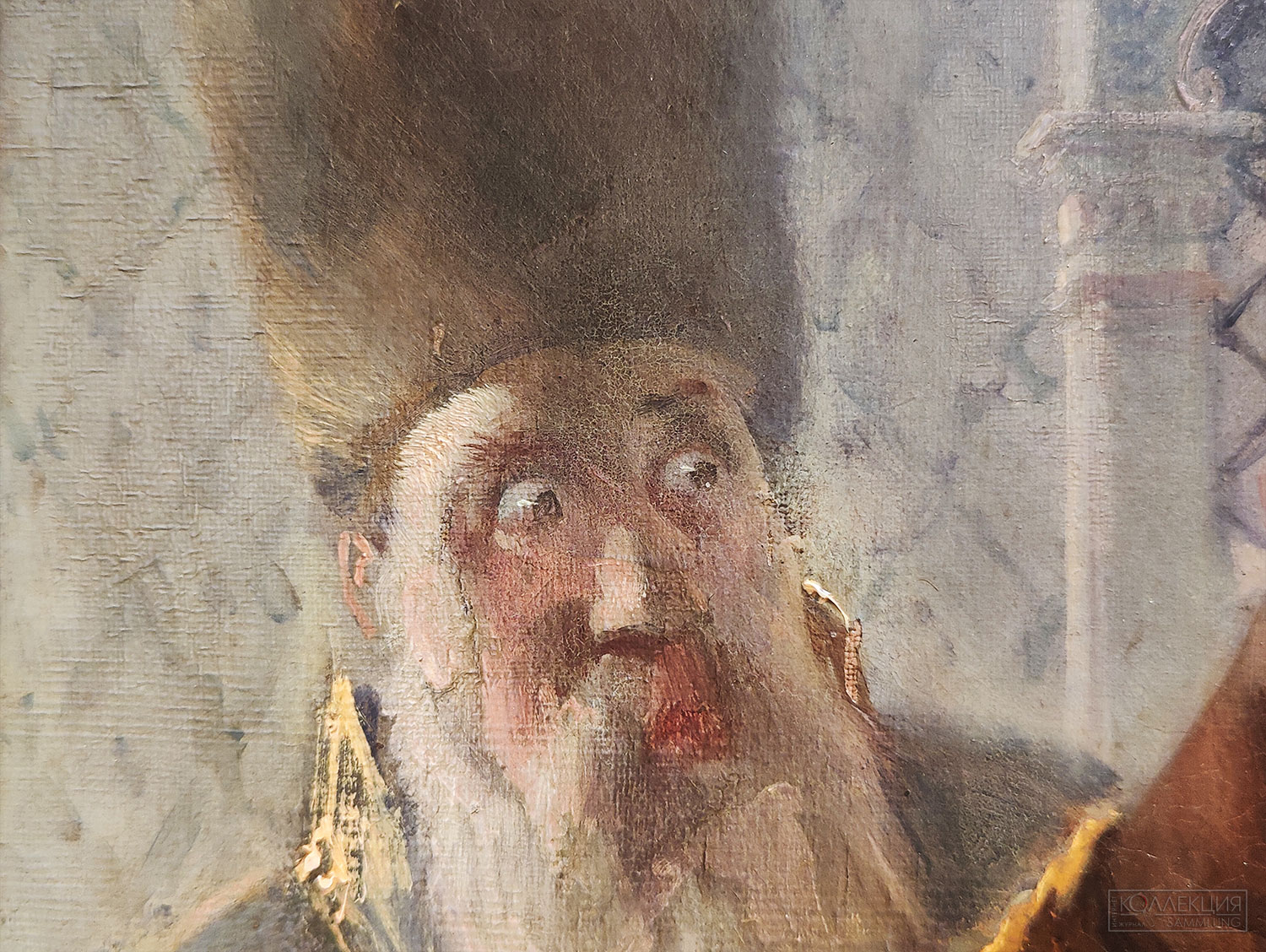 Маковский Константин Егорович (1839-1915). Агенты Дмитрия Самозванца убивают сына Бориса Годунова. 1862. Холст, масло. ГТГ (Фрагмент)