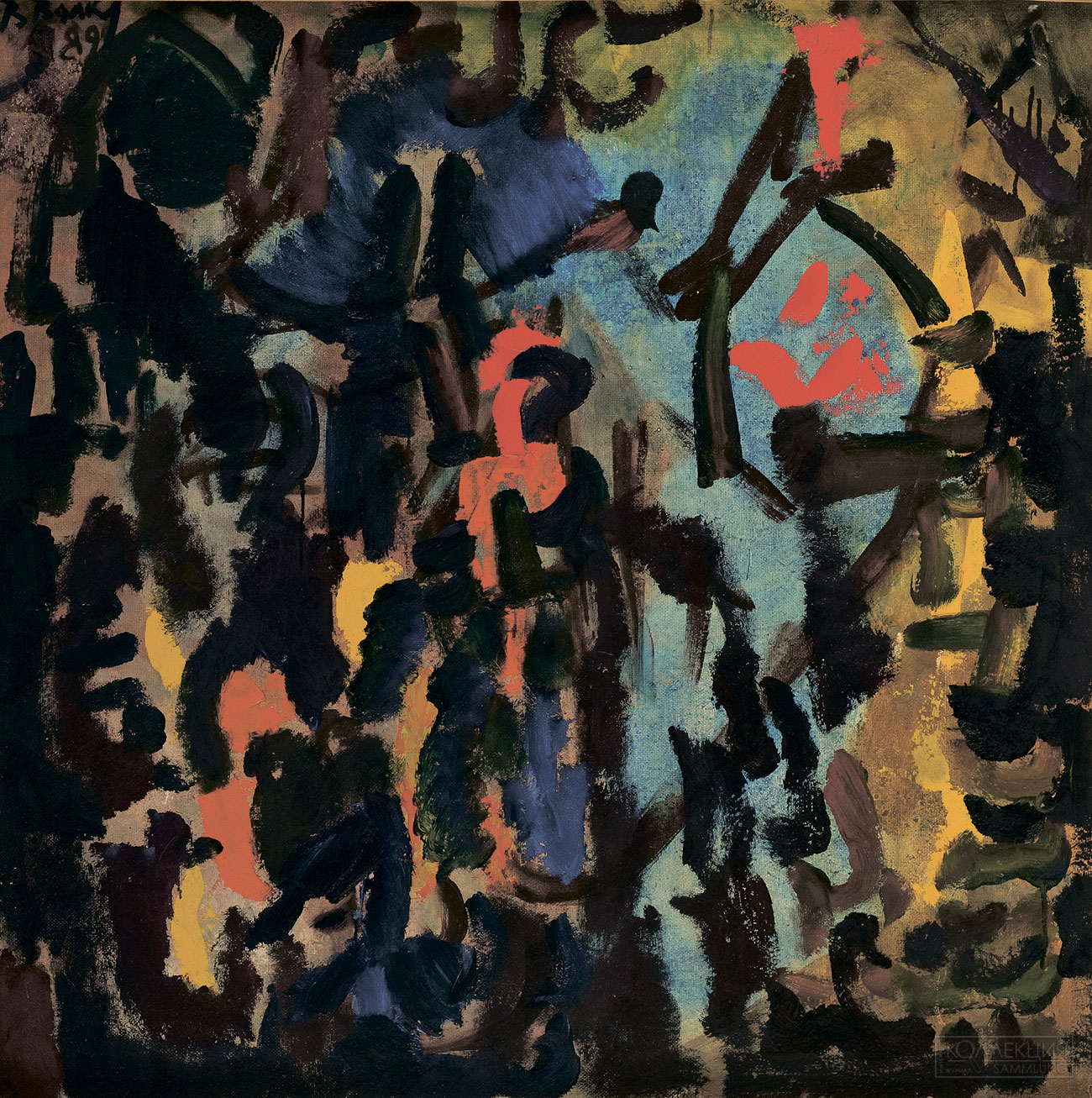 Волков Валерий Александрович (1928–2020). Ночные арабески II. 1989. Оргалит, масло. Музей Востока