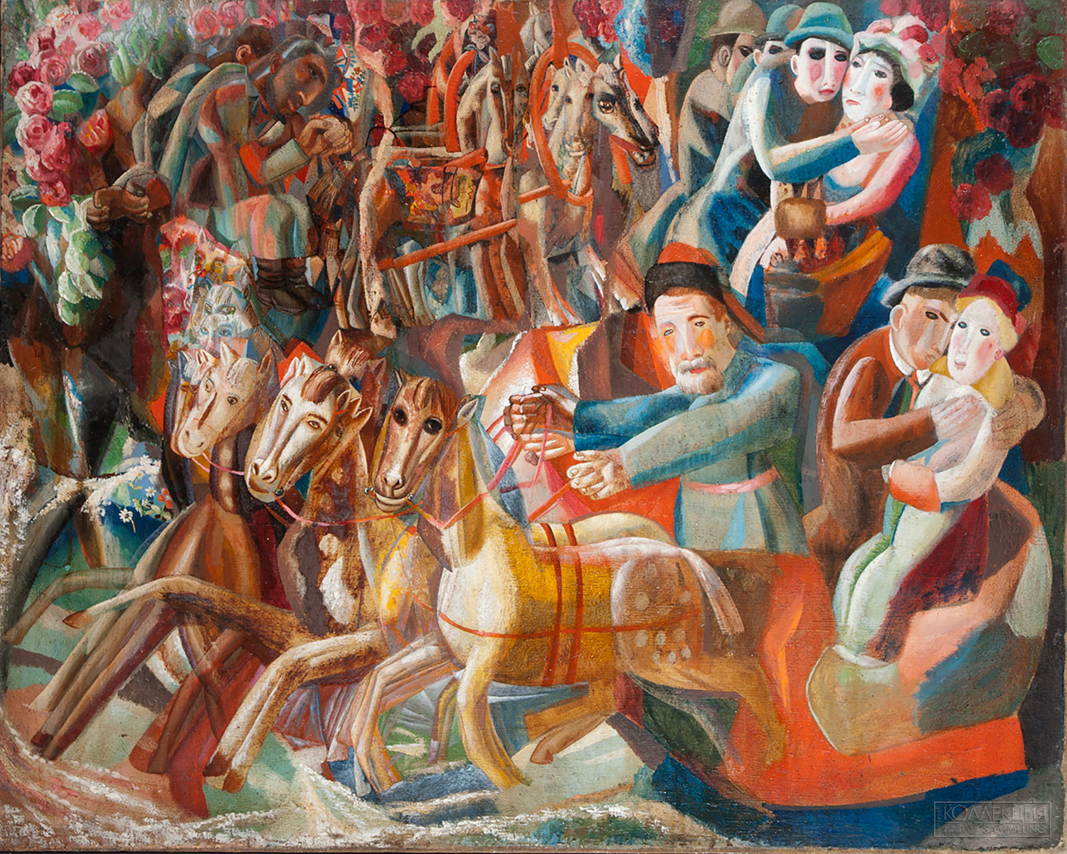 Филонов П.Н. Масленица и вывод из зимы в лето. 1913-1914. Холст, масло. Государственный Русский музей