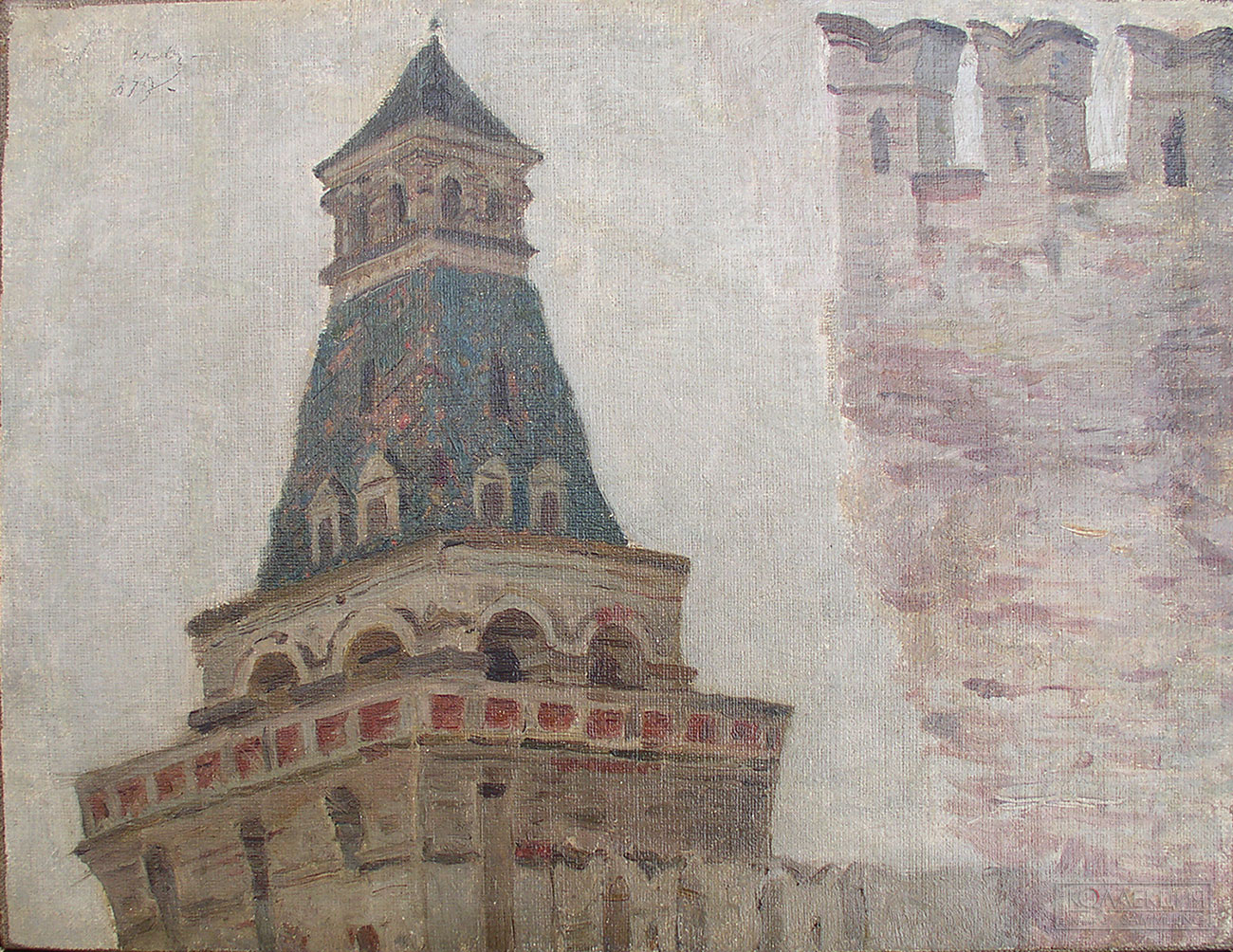 Суриков Василий Иванович (1848-1916). Кремлёвская стена. (Этюд к картине «Утро стрелецкой казни»). 1879. © Музей «Новый Иерусалим»