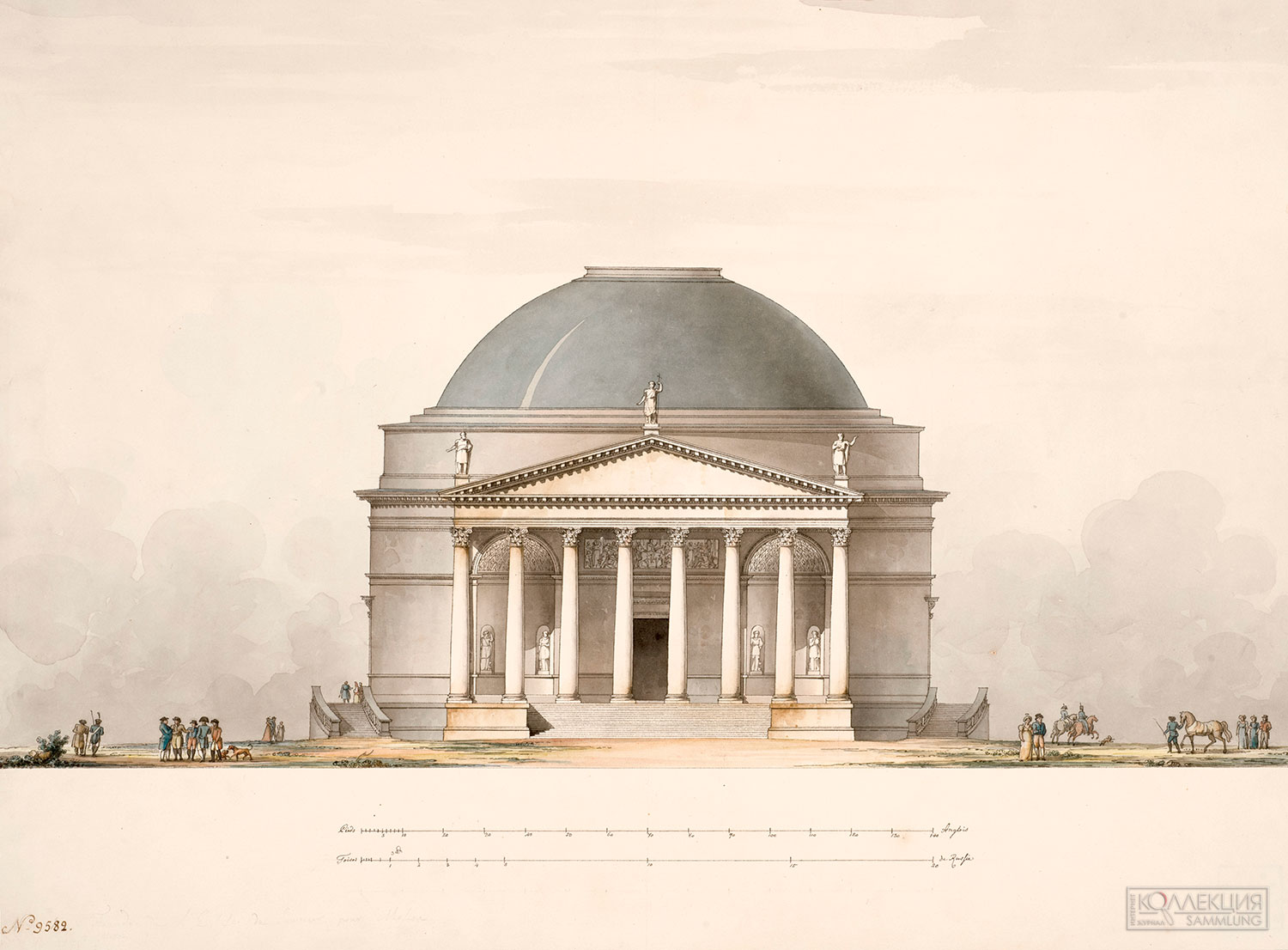 Дж. Кваренги. Конкурный проект храма Христа Спасителя в Москве. 1815. Из собрания Музея архитектуры им. А.В. Щусева