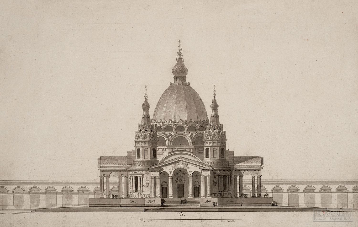 Воронихин А.Н. Конкурсный проект храма Христа Спасителя в Москве. 1813. Из собрания Музея архитектуры им. А.В. Щусева