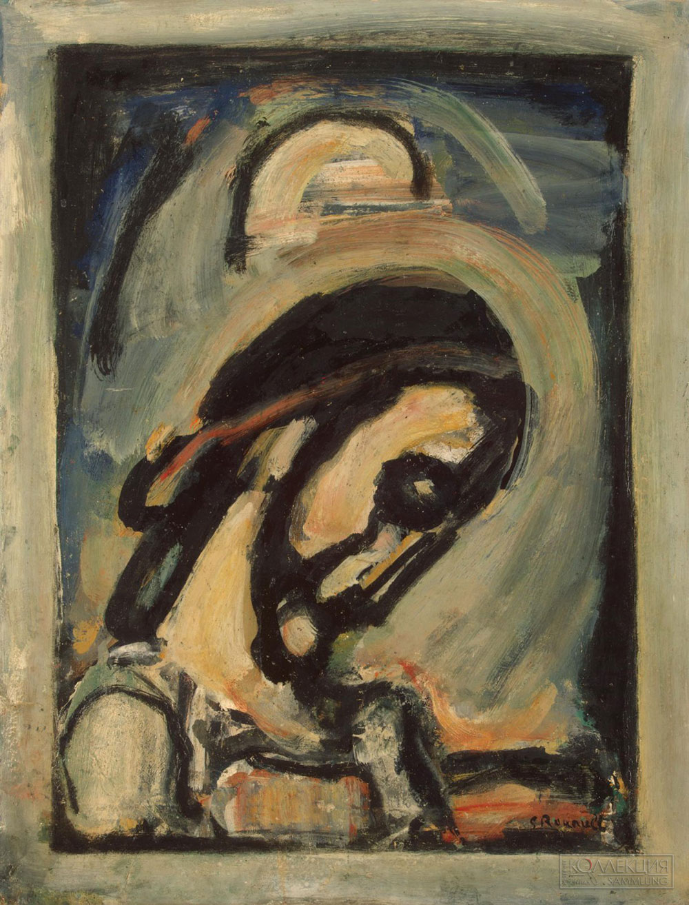 Жорж Руо (1871–1958). Голова Христа. 1939. Бумага, наклеенная на холст, масло. 65,0 × 50,0. Государственный Эрмитаж